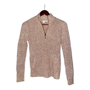 Tommy Hilfiger 1/4 Zip Women Long Sleeves Tan Sweater‎ Size Medium